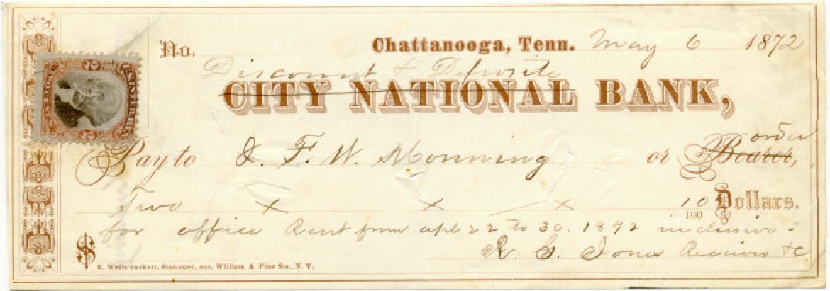 Discount & Deposit Bank X out City NB 5-6-1872